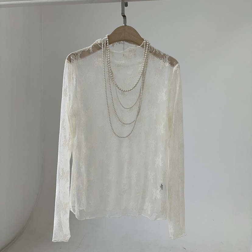 JENNY 1976韓國代購㊣女裝新款25秋冬襯衫蕾絲衫不含項鏈透明蕾絲JENNY 1976襯衫/蕾絲衫圖色1