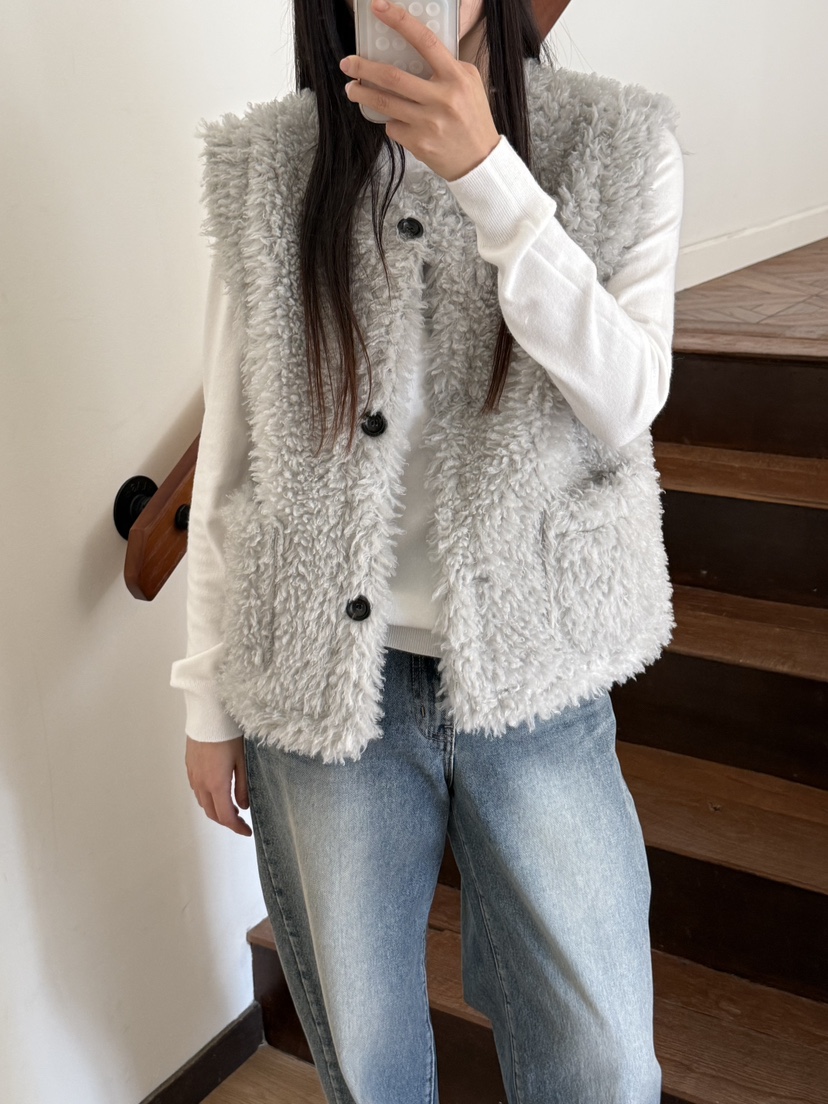 A P-STUDIO東大門㊣直郵女士新品25秋冬時尚休閑馬甲羊毛A P-STUDIO馬甲