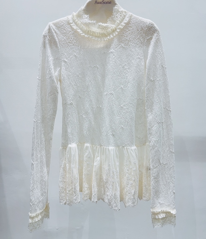 AWESOME-P東大門㊣直郵女裝新品熱賣人氣休閑推薦襯衫蕾絲衫AWESOME-P襯衫/蕾絲衫圖色1