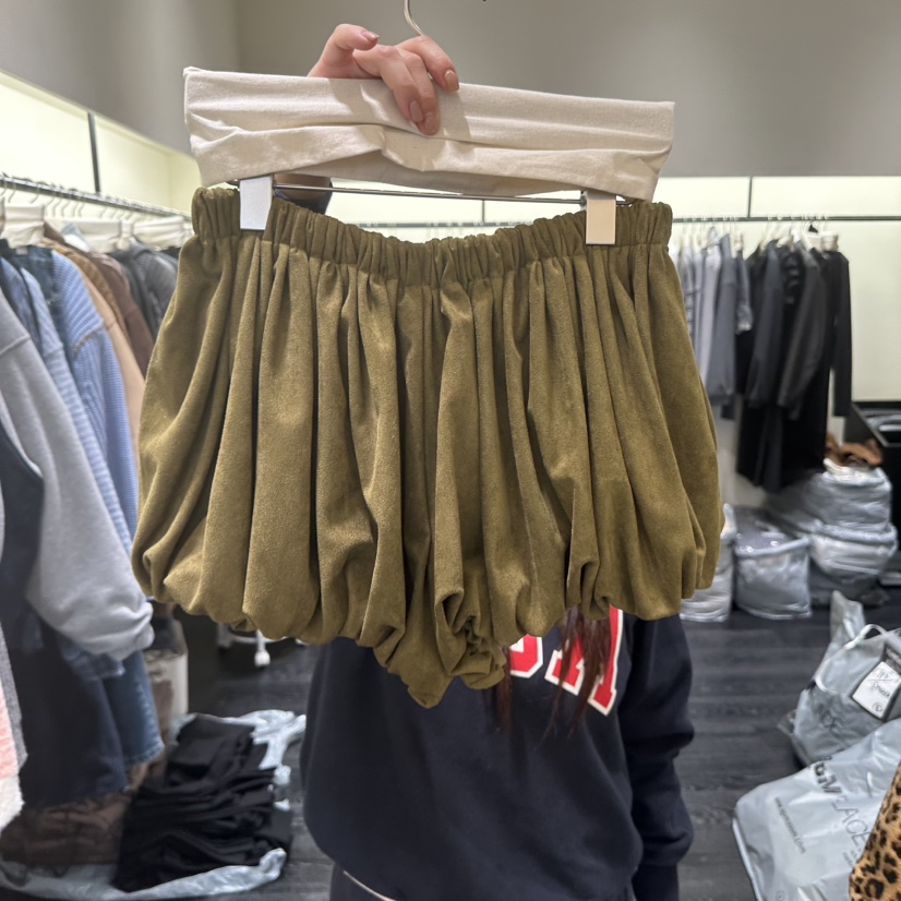 TOMGIRL韓國代購㊣女裝新品熱賣人氣推薦時尚休閑短褲麂皮燈籠TOMGIRL短褲