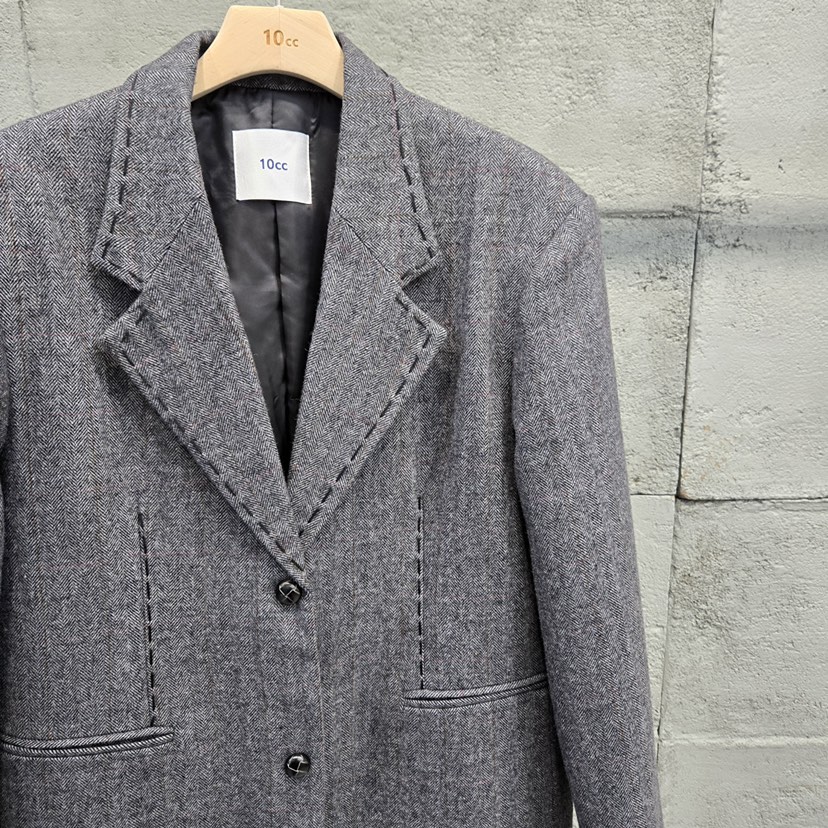 10CC東大門㊣實拍女裝新款25秋冬熱賣人氣推薦休閑夾克人字紋10CC夾克