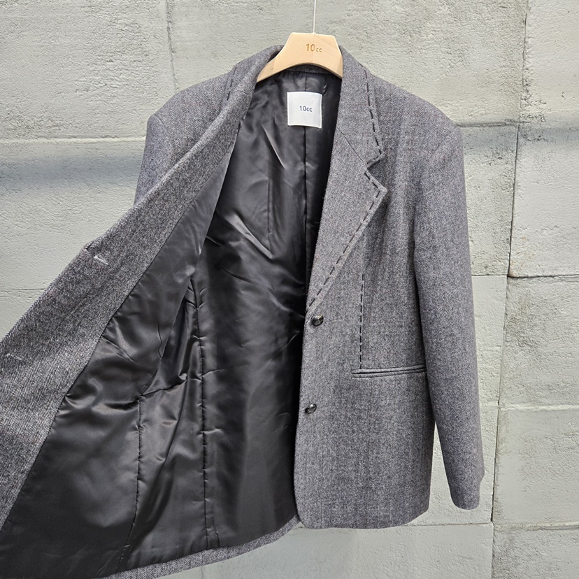 10CC東大門㊣實拍女裝新款25秋冬熱賣人氣推薦休閑夾克人字紋10CC夾克