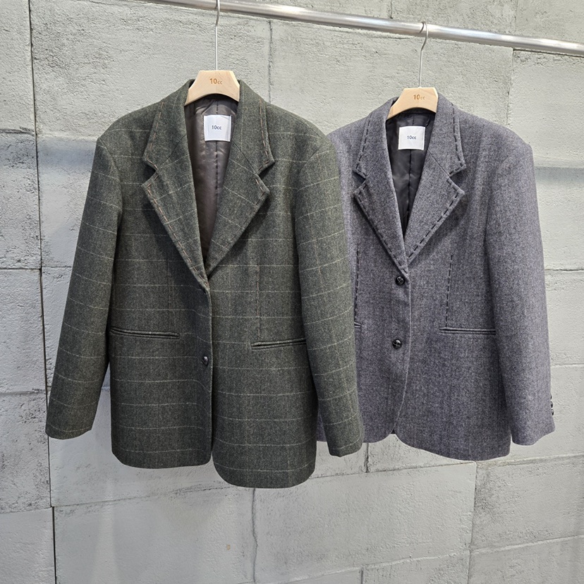 10CC東大門㊣實拍女裝新款25秋冬熱賣人氣推薦休閑夾克人字紋10CC夾克