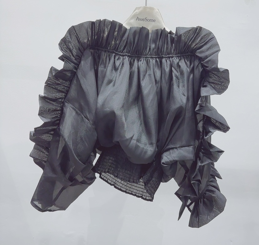 AWESOME-P東大門㊣直郵女裝新品時尚休閑人氣襯衫蕾絲衫褶皺AWESOME-P襯衫/蕾絲衫圖色1