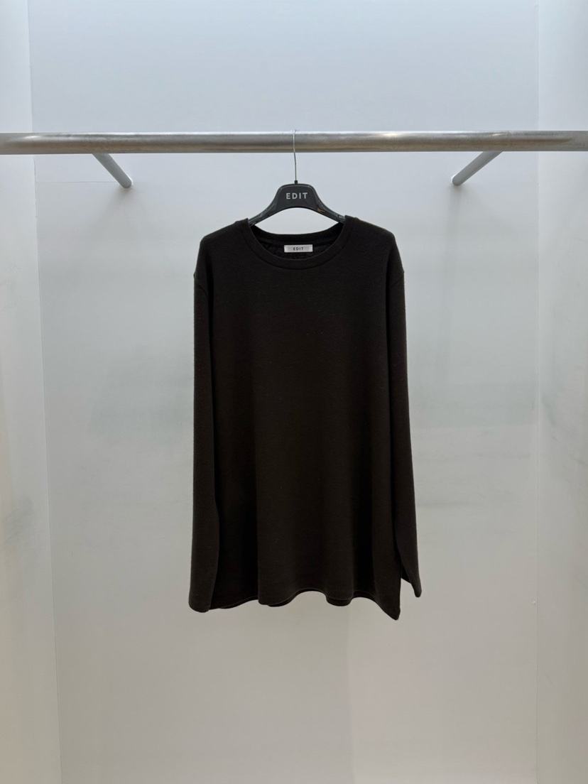 EDIT韓國代購㊣女士新品推薦25秋冬人氣休閑職業時尚長袖T恤EDIT長袖T恤圖色4黑色