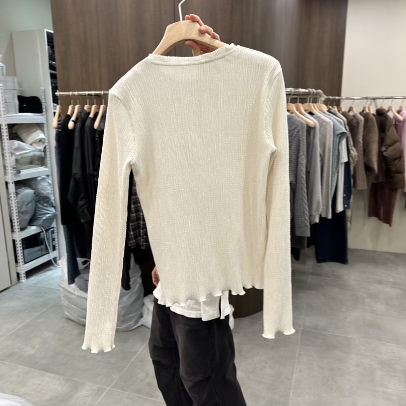 URBANSTORY/REMAKING韓國代購㊣女裝新款人氣推薦長袖T恤絲絨Remaking/URBANSTORY長袖T恤