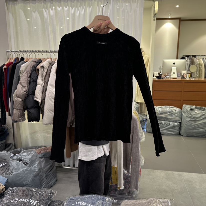 URBANSTORY/REMAKING韓國代購㊣女裝新款人氣推薦長袖T恤絲絨Remaking/URBANSTORY長袖T恤圖色3