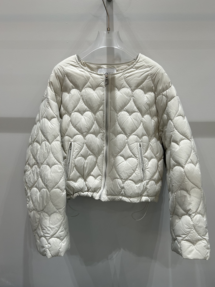 LOOKK韓國代購㊣女士新品休閑人氣推薦短款棉服心形絎縫鴨絨LOOKK短款棉服圖色1