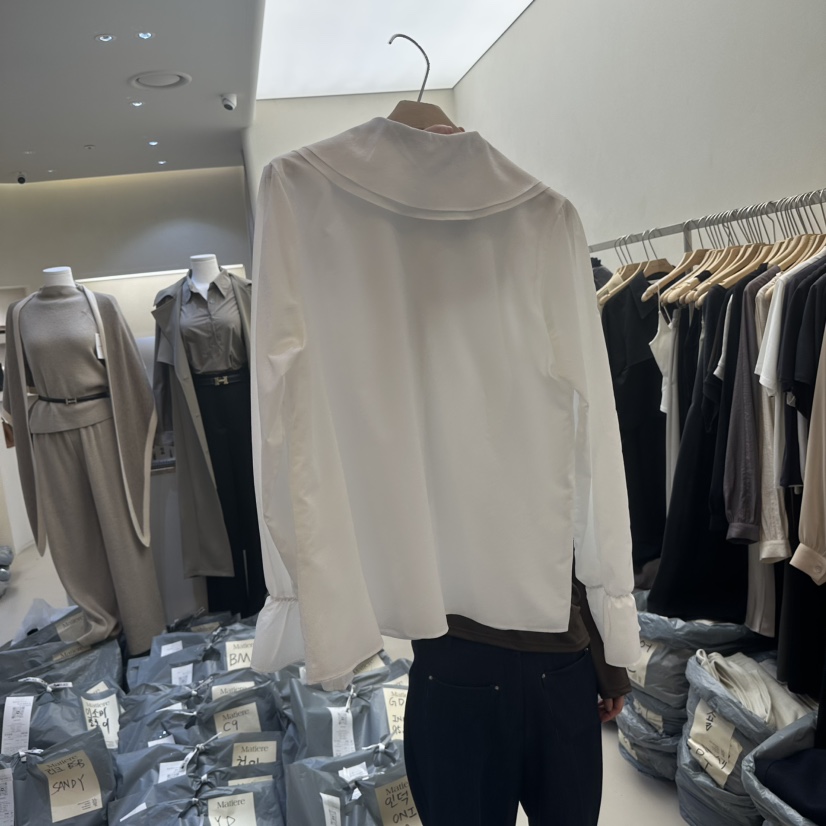 MATIERE韓國直郵㊣女裝新款休閑推薦時尚人氣襯衫蕾絲衫含領帶MATIERE襯衫/蕾絲衫