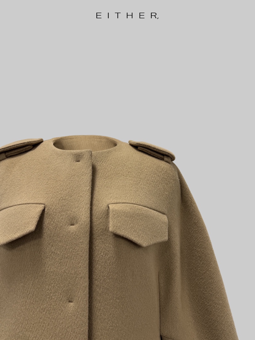 EITHER韓國直郵㊣女士新款時尚職業休閑25秋冬夾克羊毛披肩EITHER夾克