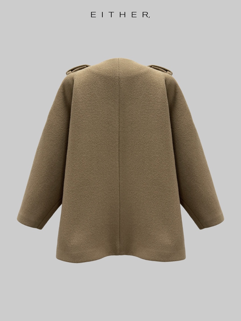 EITHER韓國直郵㊣女士新款時尚職業休閑25秋冬夾克羊毛披肩EITHER夾克