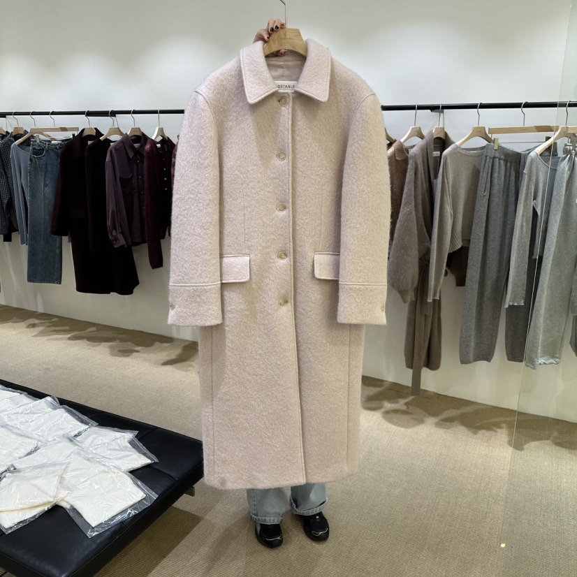 VEGETABLE東大門㊣實拍女士新款休閑25秋冬人氣熱賣中長款大衣VEGETABLE中長款大衣圖色1