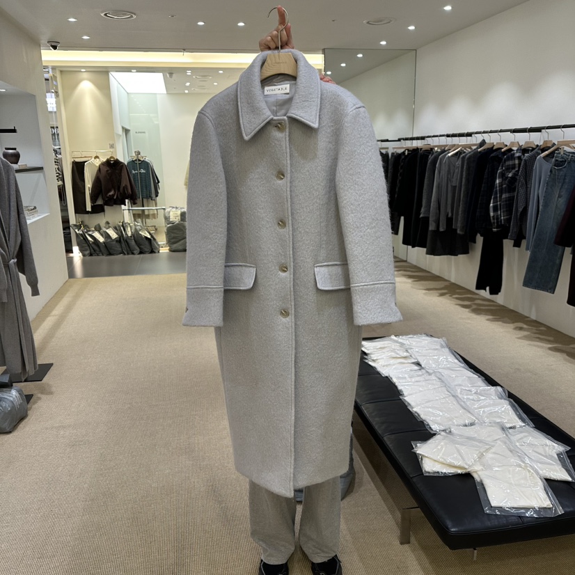 VEGETABLE東大門㊣實拍女士新款休閑25秋冬人氣熱賣中長款大衣VEGETABLE中長款大衣圖色2