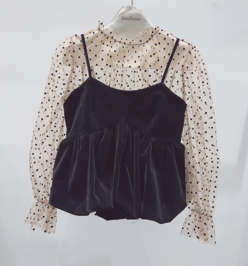 AWESOME-P韓國代購㊣女士新品熱賣時尚推薦套裝天鵝絨兩件套AWESOME-P套裝圖色1