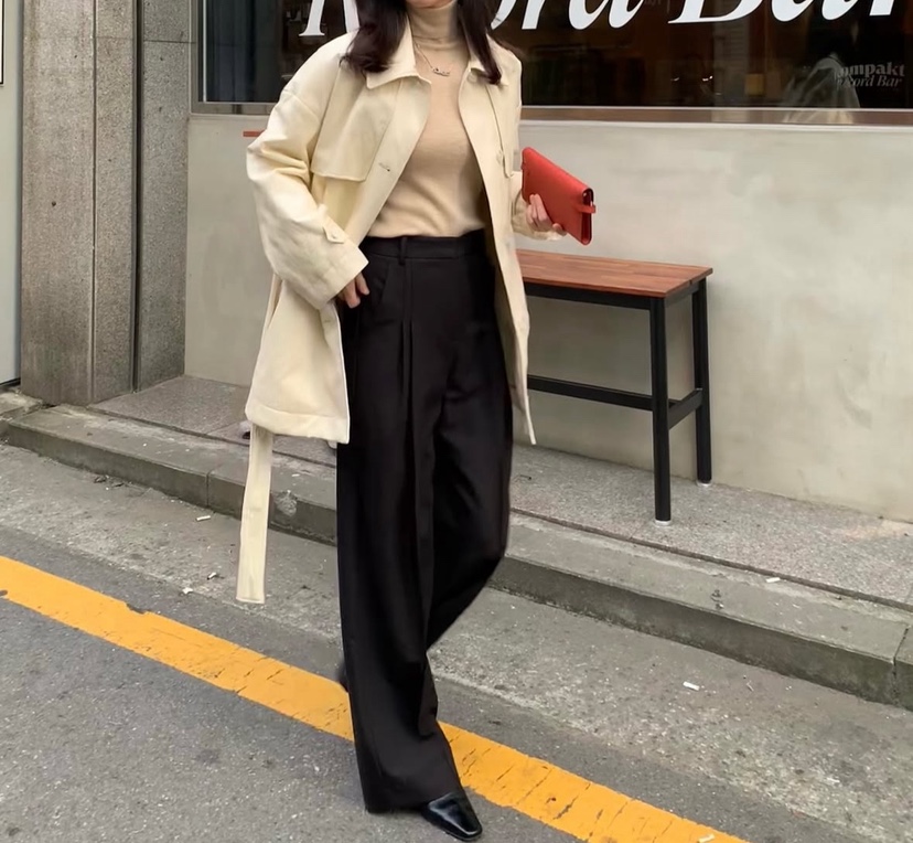 AWESOME-L東大門㊣直郵女裝新品25秋冬夾克含腰帶皮革羊皮AWESOME-L夾克