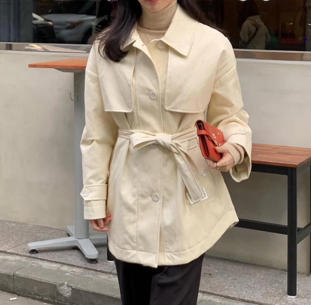 AWESOME-L東大門㊣直郵女裝新品25秋冬夾克含腰帶皮革羊皮AWESOME-L夾克圖色1