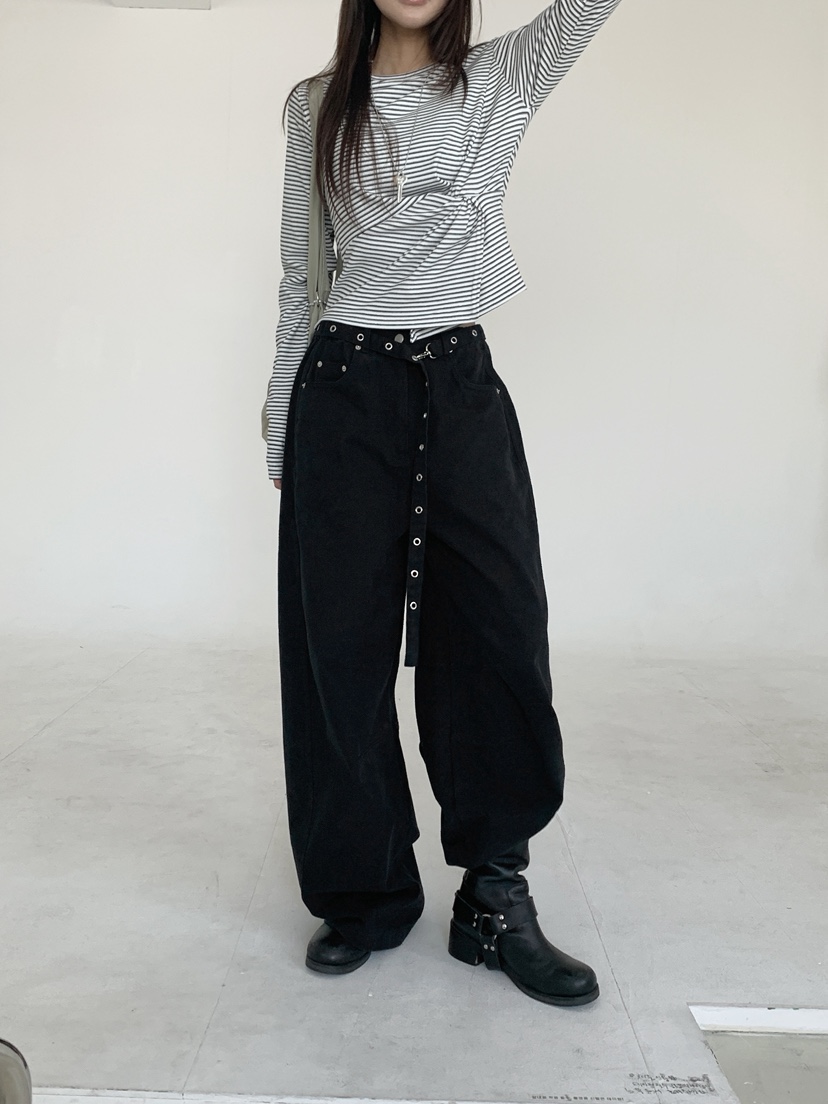 SUGAR CASE韓國代購㊣女裝新款人氣休閑熱賣休閑褲含腰帶鏤空SUGAR CASE休閑褲