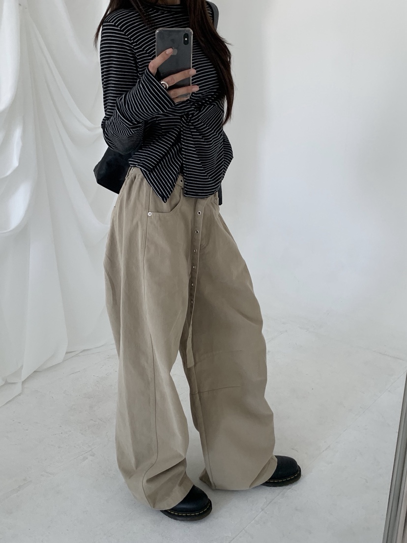 SUGAR CASE韓國代購㊣女裝新款人氣休閑熱賣休閑褲含腰帶鏤空SUGAR CASE休閑褲