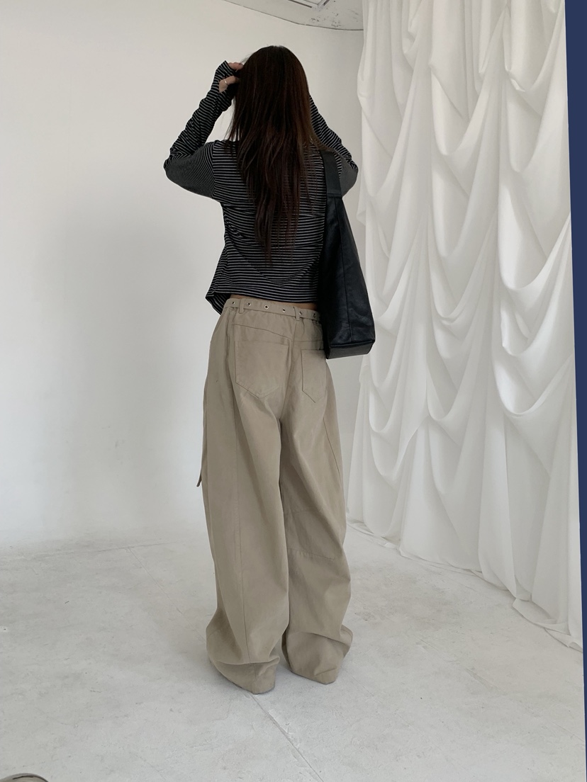 SUGAR CASE韓國代購㊣女裝新款人氣休閑熱賣休閑褲含腰帶鏤空SUGAR CASE休閑褲