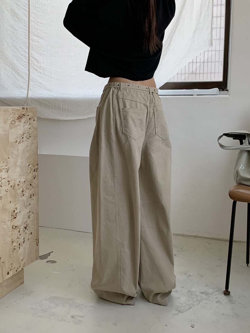 SUGAR CASE韓國代購㊣女裝新款人氣休閑熱賣休閑褲含腰帶鏤空SUGAR CASE休閑褲