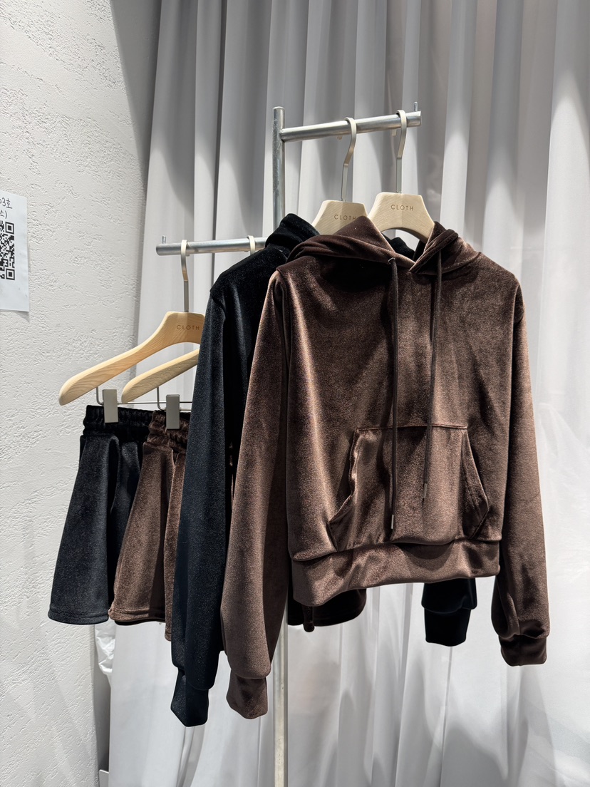CLOTH東大門㊣直郵女裝新品熱賣休閑時尚套裝天鵝絨套裝連帽CLOTH套裝