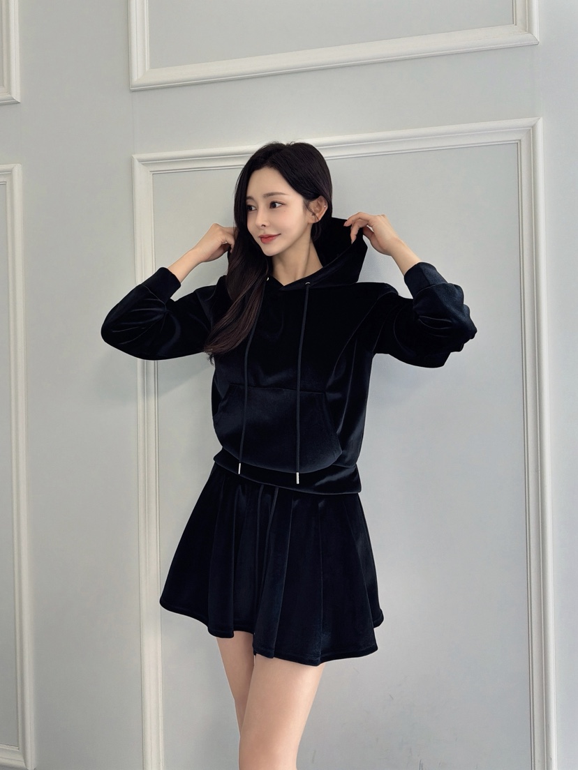 CLOTH東大門㊣直郵女裝新品熱賣休閑時尚套裝天鵝絨套裝連帽CLOTH套裝