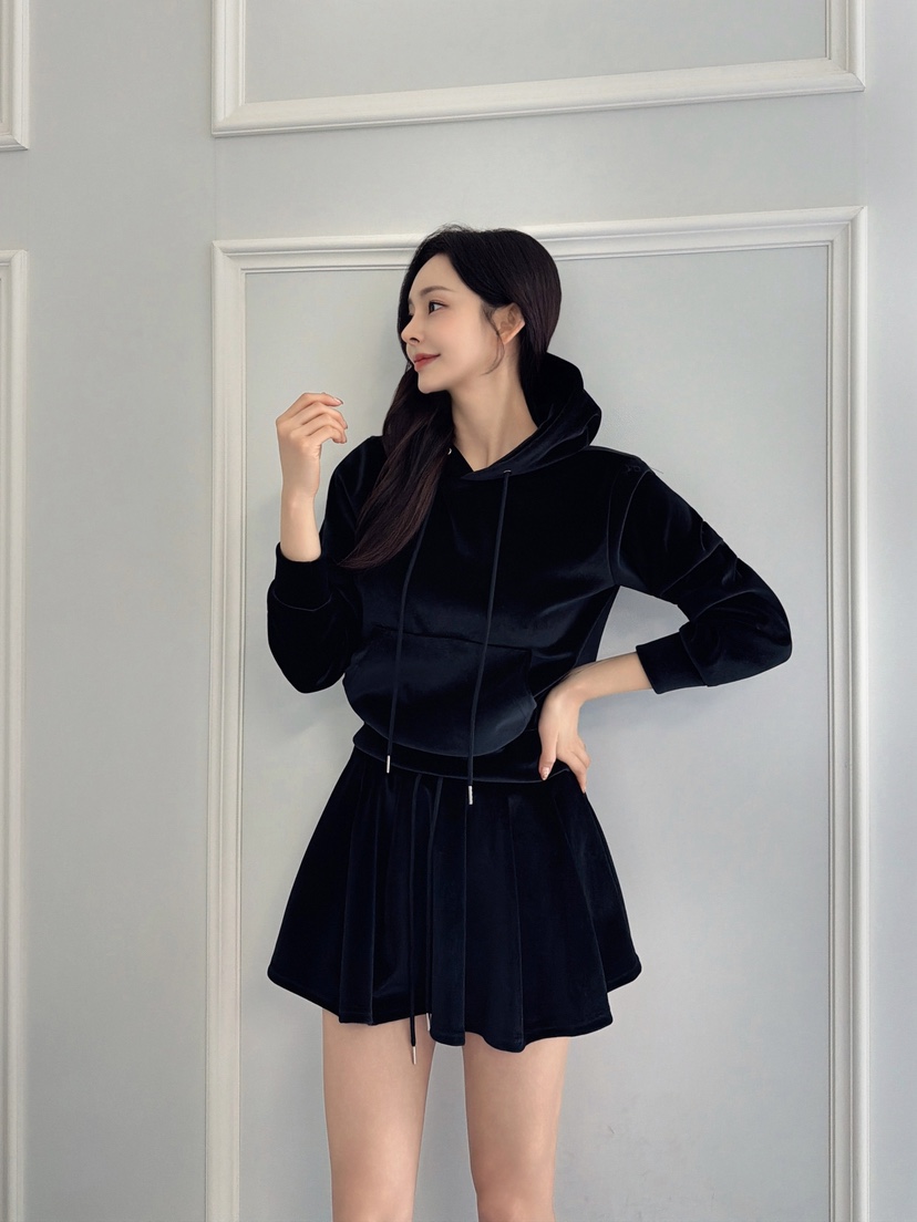 CLOTH東大門㊣直郵女裝新品熱賣休閑時尚套裝天鵝絨套裝連帽CLOTH套裝