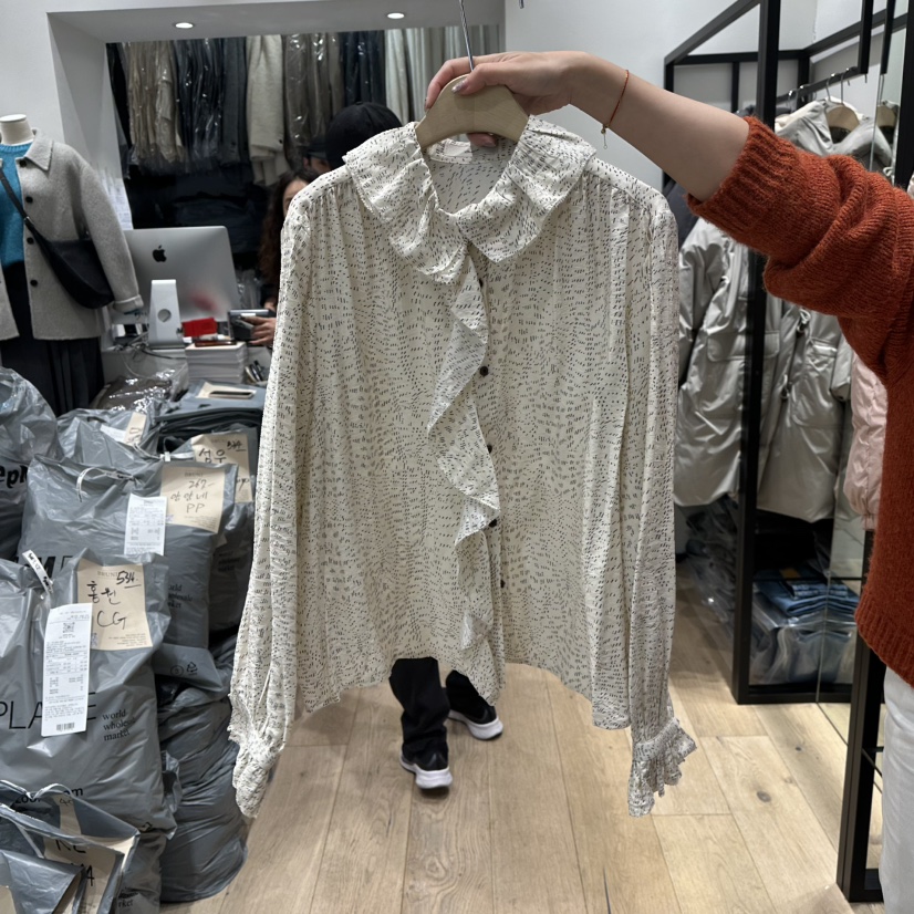 BRUNI/RICOTTA東大門㊣代購女裝新品人氣推薦25秋冬襯衫蕾絲衫BRUNI/RICOTTA襯衫/蕾絲衫圖色1