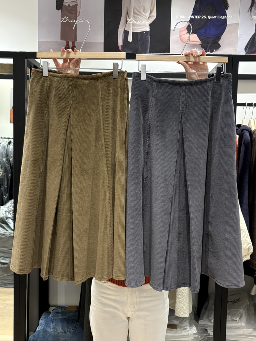BRUNI/RICOTTA韓國代購㊣女士新品熱賣半身裙中短裙燈心絨BRUNI/RICOTTA半身裙/中短裙