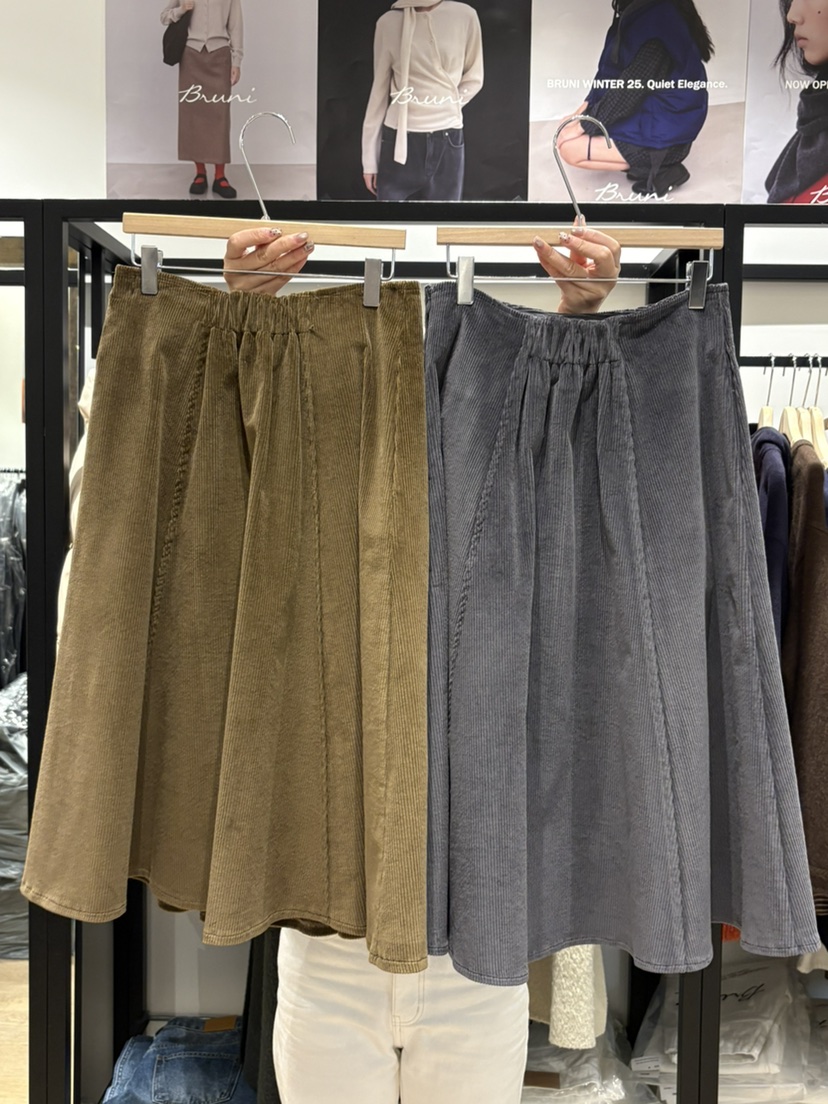 BRUNI/RICOTTA韓國代購㊣女士新品熱賣半身裙中短裙燈心絨BRUNI/RICOTTA半身裙/中短裙