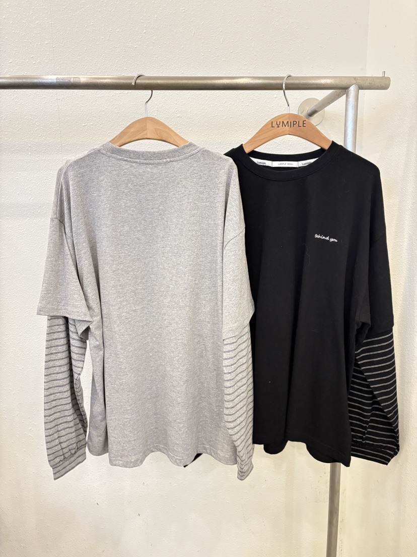 LUMIPLE韓國代購㊣女裝新款25秋冬推薦熱賣人氣長袖T恤假兩件LUMIPLE長袖T恤