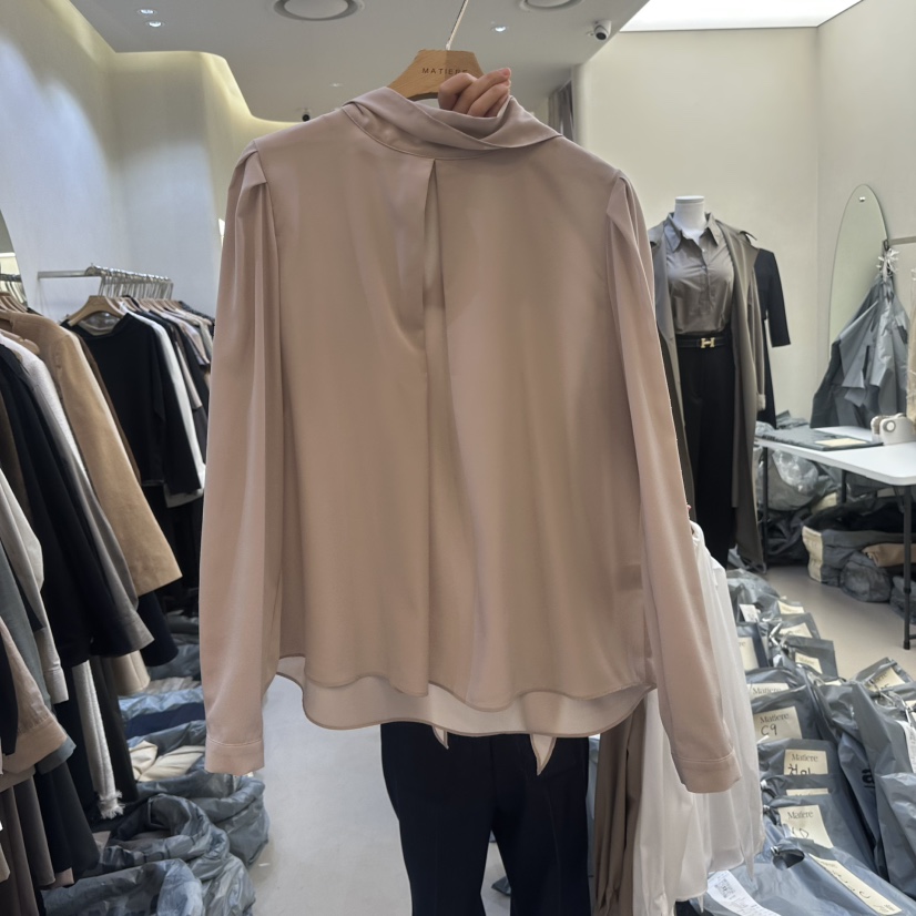 MATIERE東大門㊣實拍女裝新品推薦25秋冬熱賣人氣襯衫蕾絲衫MATIERE襯衫/蕾絲衫圖色2