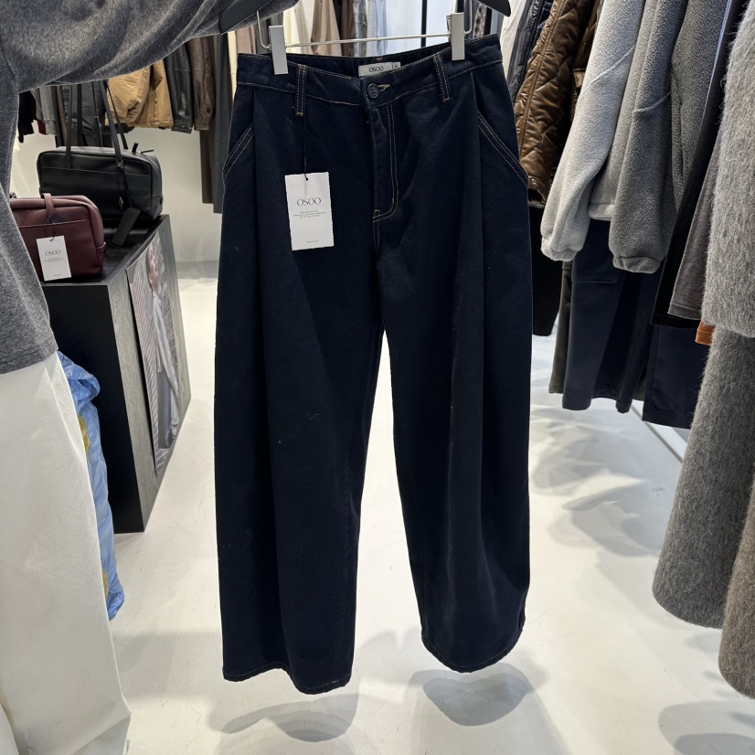 OSOO東大門㊣直郵女裝新品25秋冬人氣職業熱賣推薦牛仔褲抓絨OSOO牛仔褲圖色1