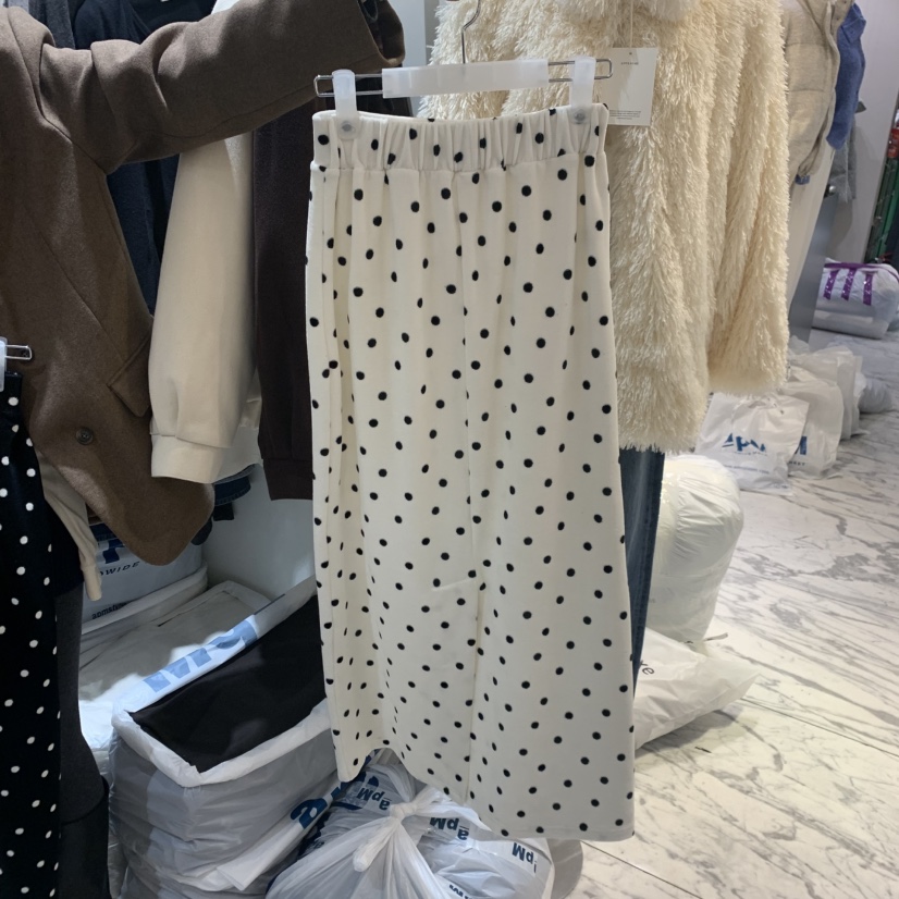 LOVE SOME韓國直郵㊣女士新品25秋冬半身裙中短裙圓點裙絲絨LOVE SOME半身裙/中短裙