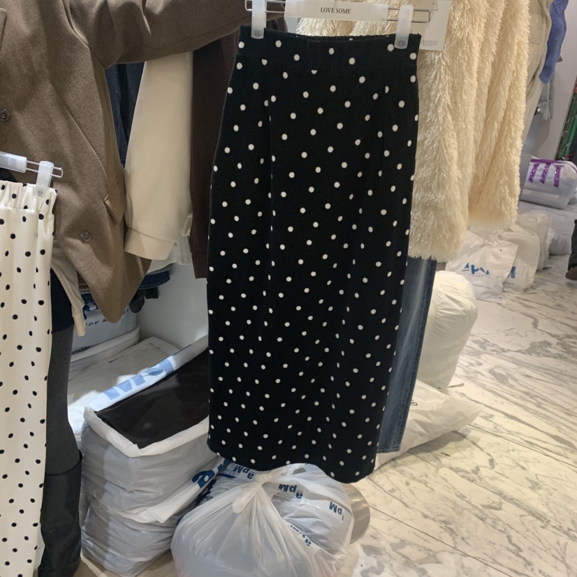 LOVE SOME韓國直郵㊣女士新品25秋冬半身裙中短裙圓點裙絲絨LOVE SOME半身裙/中短裙圖色2