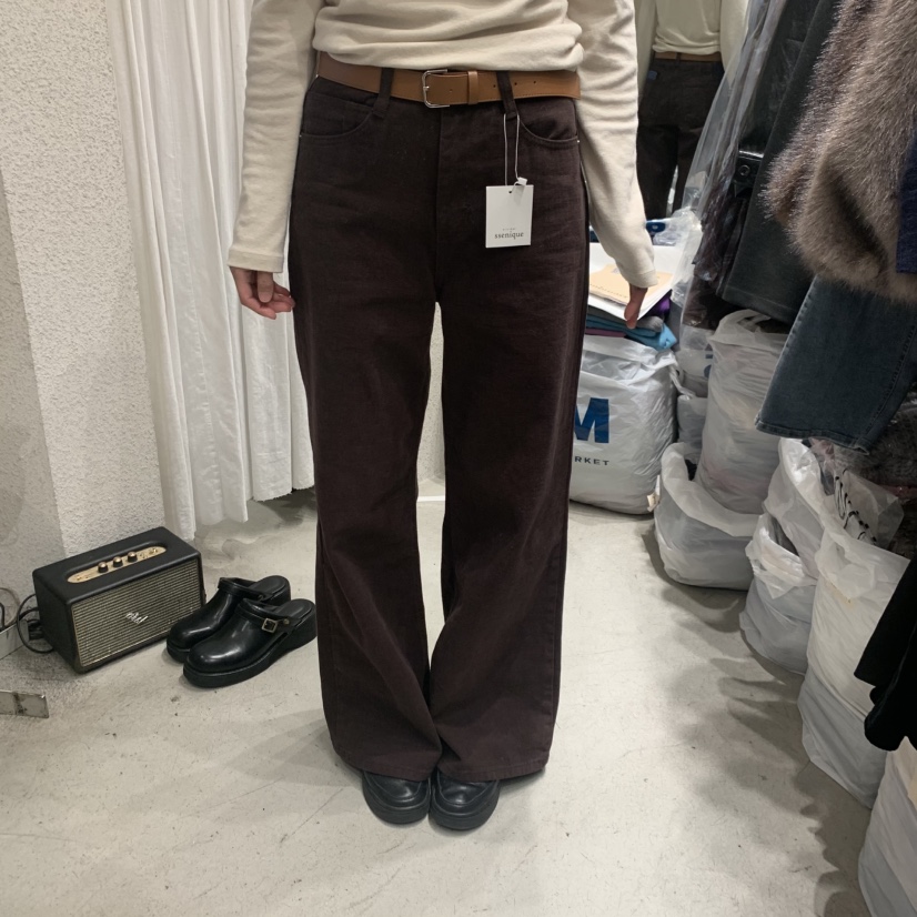 SSEMIENNE東大門㊣代購女士新品休閑職業牛仔褲不含腰帶羊毛SSENIQUE牛仔褲圖色1