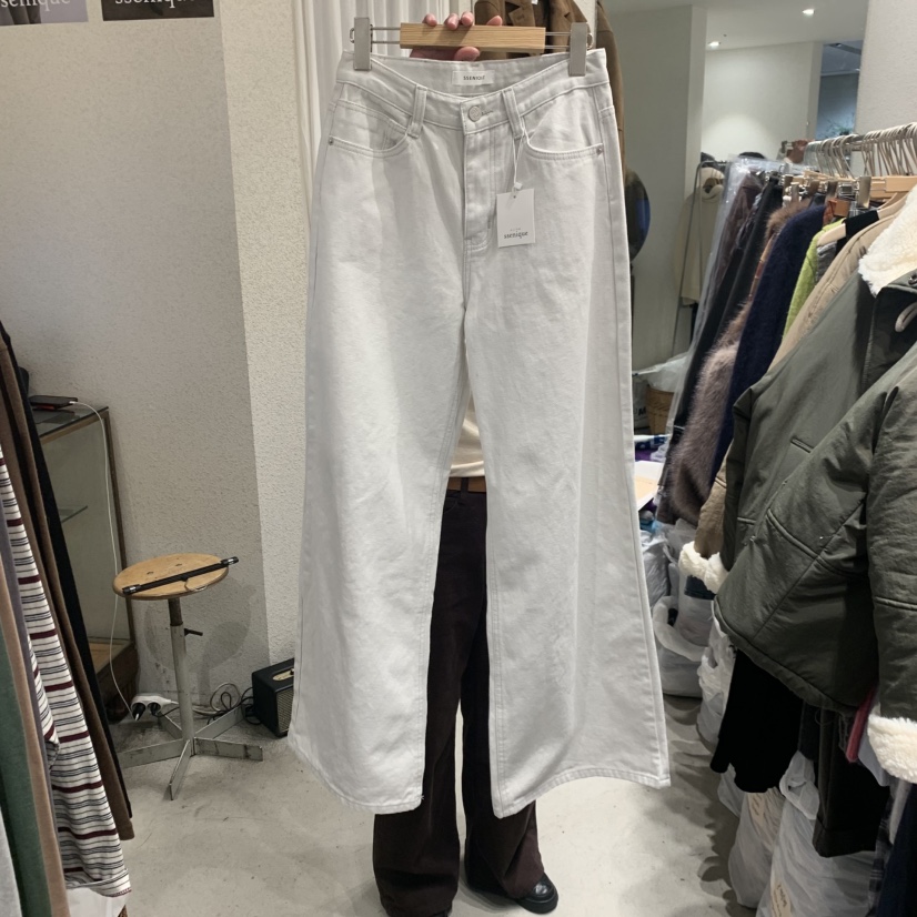 SSEMIENNE東大門㊣代購女士新品休閑職業牛仔褲不含腰帶羊毛SSENIQUE牛仔褲圖色2