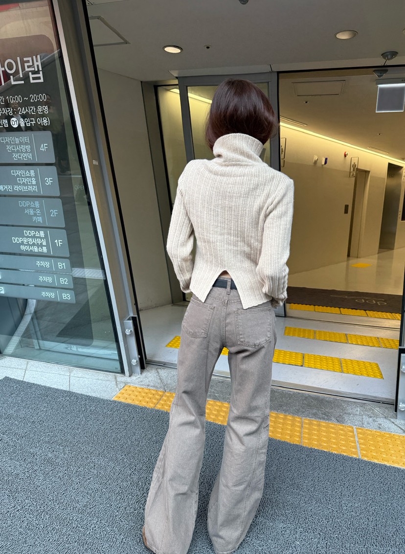 LUMIPLE韓國直郵㊣女裝新款25秋冬時尚人氣休閑針織衫開衩羅紋LUMIPLE針織衫