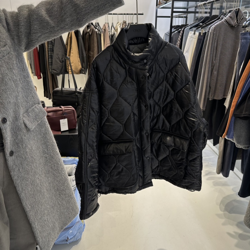 OSOO東大門㊣實拍女裝新款時尚人氣熱賣職業25秋冬短款棉服絎縫OSOO短款棉服圖色2