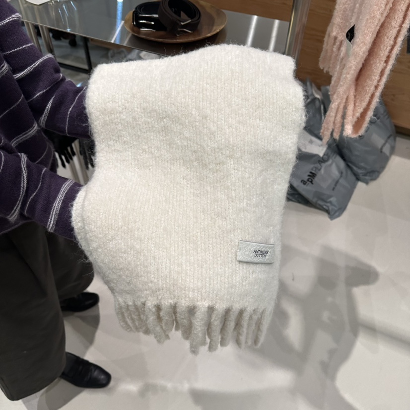 ANDMORE BUTTON東大門㊣實拍女士新款25秋冬圍巾披肩羊毛圍巾ANDMORE BUTTON圍巾/披肩圖色2