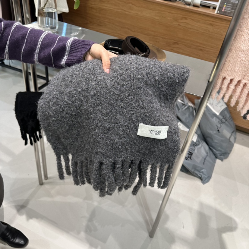 ANDMORE BUTTON東大門㊣實拍女士新款25秋冬圍巾披肩羊毛圍巾ANDMORE BUTTON圍巾/披肩圖色3