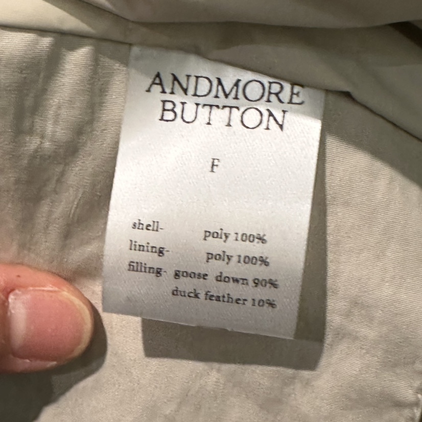 ANDMORE BUTTON韓國代購㊣女士新品推薦長款羽絨服填充鵝絨ANDMORE BUTTON長款羽絨服