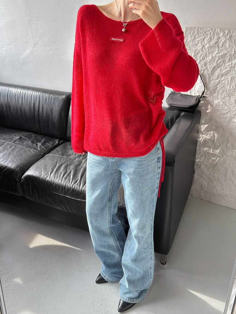 IAAN東大門㊣直郵女裝新款時尚25秋冬熱賣針織衫馬海毛褶皺iaAn針織衫