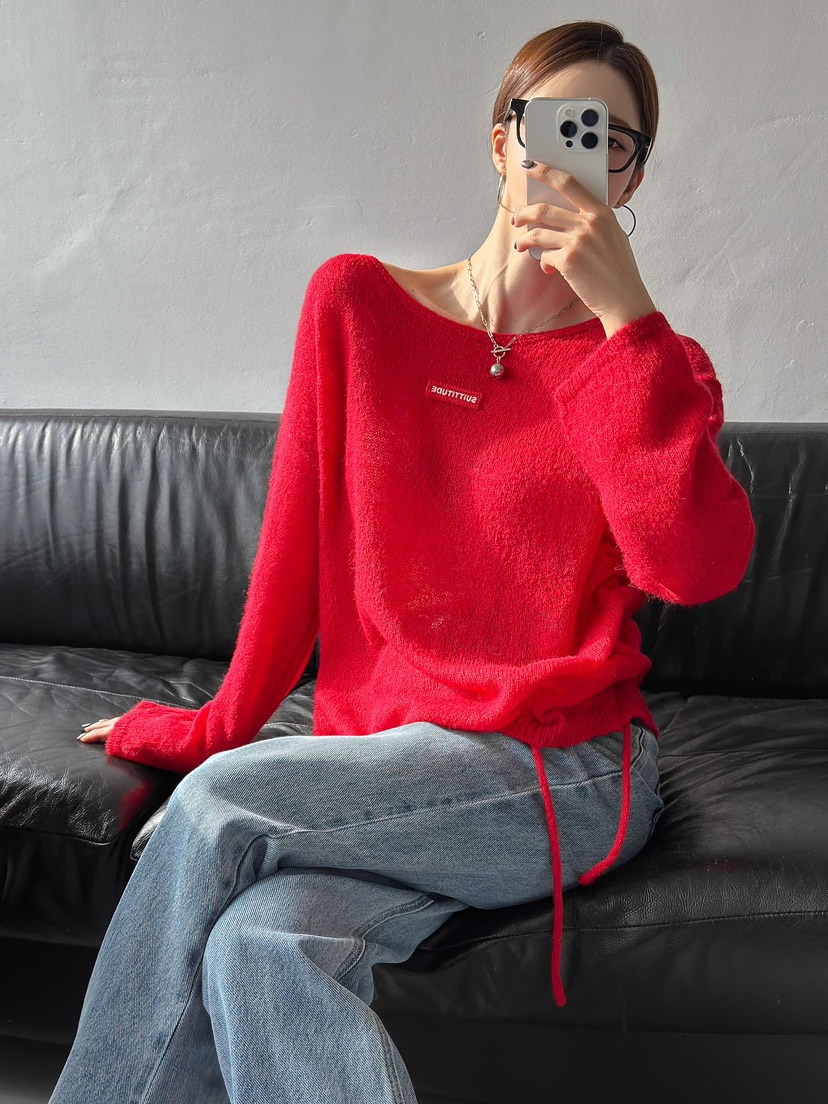 IAAN東大門㊣直郵女裝新款時尚25秋冬熱賣針織衫馬海毛褶皺iaAn針織衫