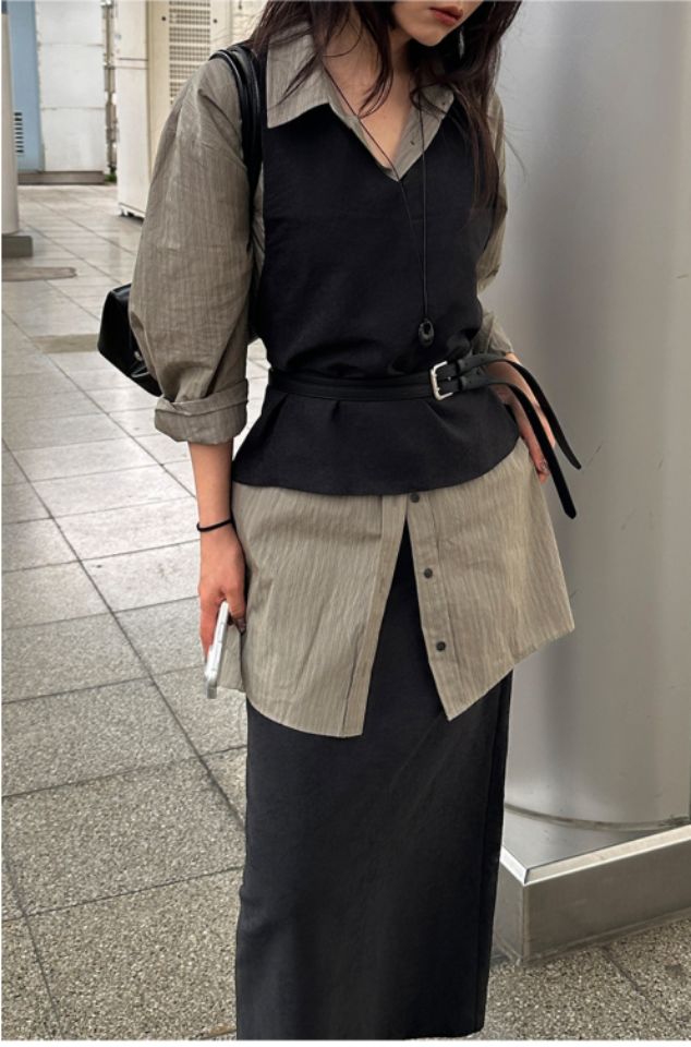 LIVE FOREVER韓國代購㊣女士新品職業時尚人氣休閑襯衫蕾絲衫LIVE FOR_EVER襯衫/蕾絲衫