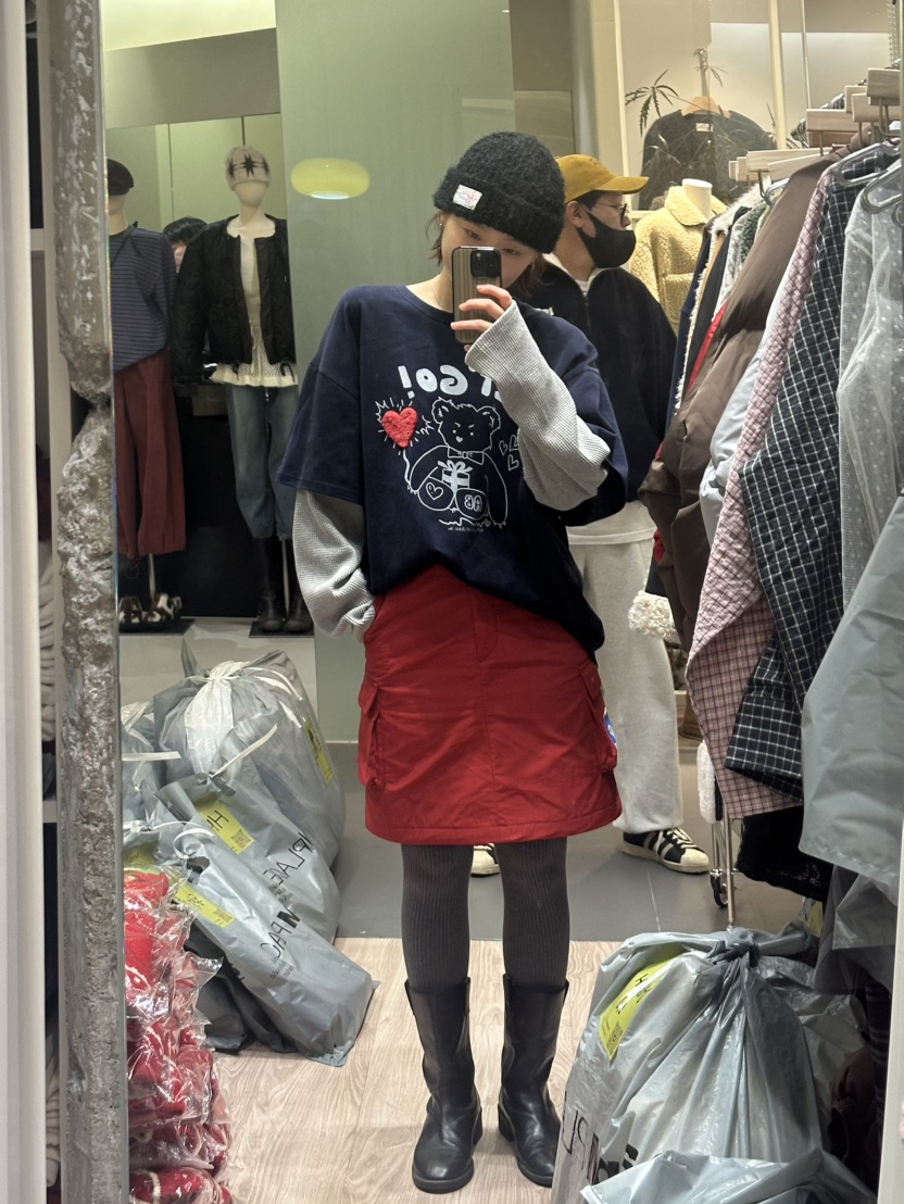 ARCHIVE-P韓國代購㊣女士新款職業25秋冬時尚短裙泰迪熊填充ARCHIVE-P短裙