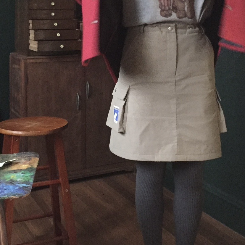 ARCHIVE-P韓國代購㊣女士新款職業25秋冬時尚短裙泰迪熊填充ARCHIVE-P短裙