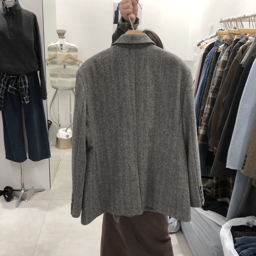 ANN MARGRET東大門㊣直郵女士新品熱賣夾克人字紋雙層GRETA.Y夾克