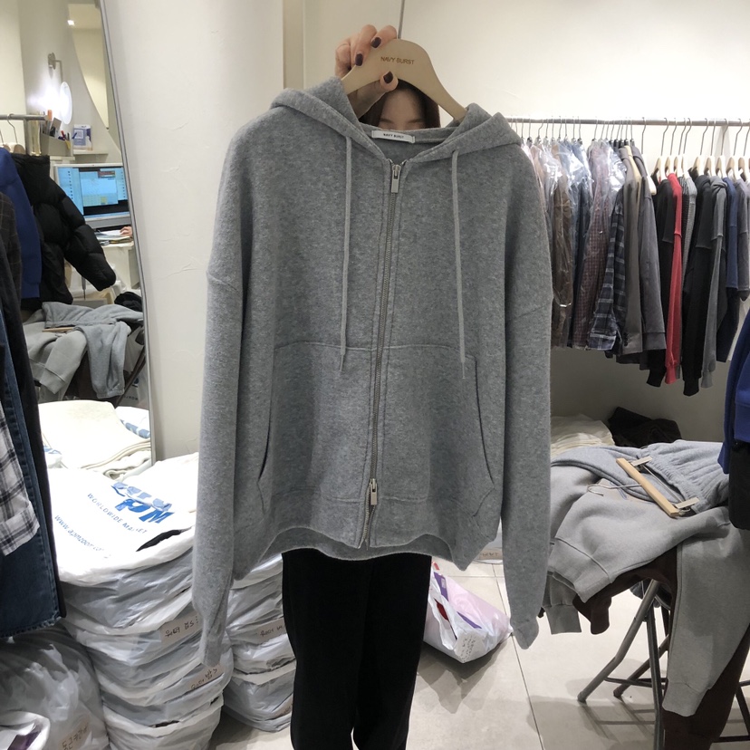 NAVYBURST東大門㊣實拍女裝新品人氣熱賣夾克連帽拉鏈衫毛圈布NAVY BURST夾克圖色1