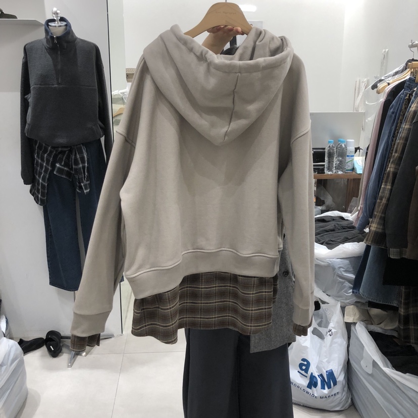 ANN MARGRET韓國代購㊣女士新品時尚衛衣加絨格紋GRETA.Y衛衣